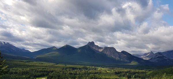 Panoramic view of landscape and mountains against sky