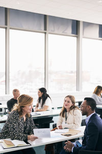 Business colleagues working on table