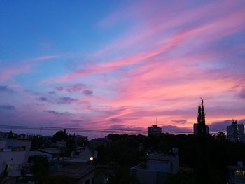 Cityscape against sky during sunset