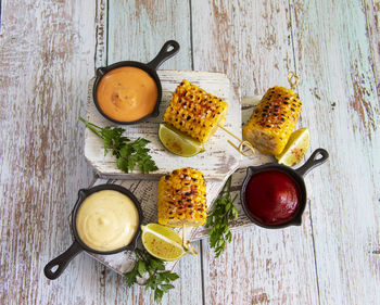 Directly above shot of food on table