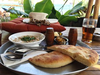 Close-up of food on table