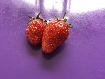 Close-up of strawberries on table