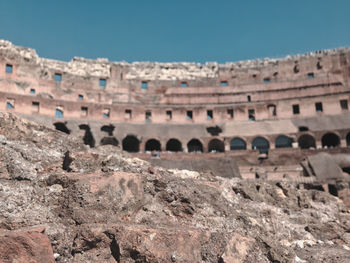 Ruins of historical building against clear sky