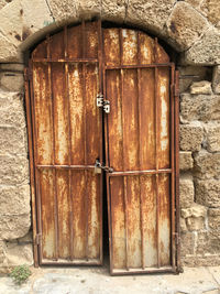 Closed door of old building