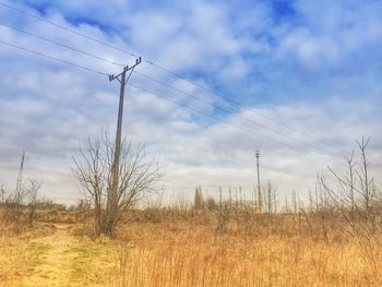 Field against cloudy sky