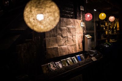 Illuminated lights at night