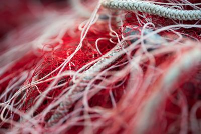 Close-up of red fishing net