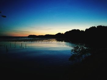 Scenic view of sea against clear sky during sunset