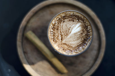 High angle view of coffee on table