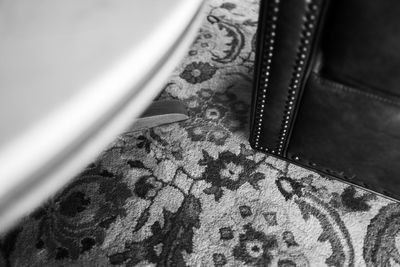 High angle view of painting on table