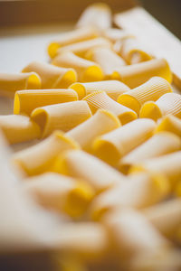 High angle view of pasta on machinery