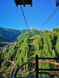 Scenic view of mountains against clear blue sky