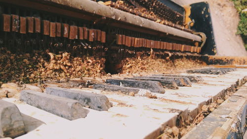 Detail shot of abandoned piano