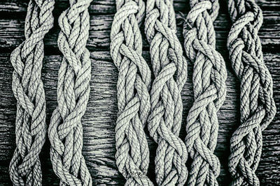 Directly above shot of ropes on table