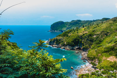 High angle view of sea against sky
