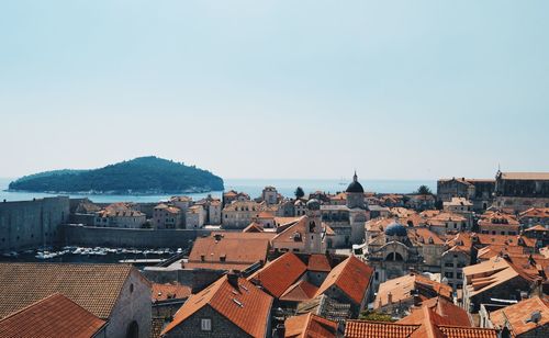 Cityscape against clear sky