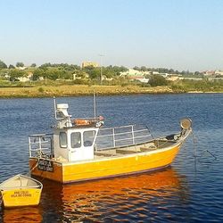 Boat sailing in river