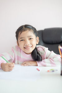 Portrait of cute girl smiling