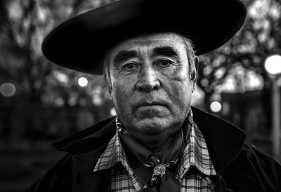 Portrait of man wearing hat outdoors