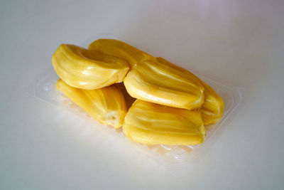 High angle view of yellow food