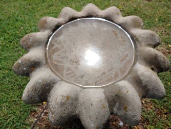 High angle view of rocks on field