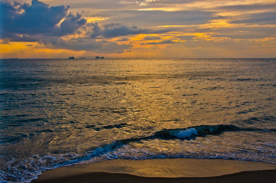 Scenic view of sea against sky during sunset