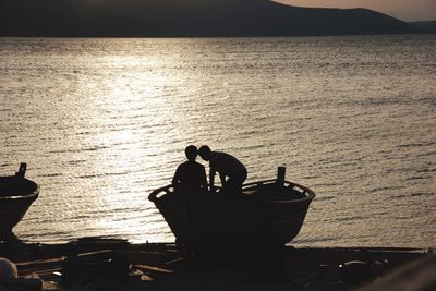 People sitting in water