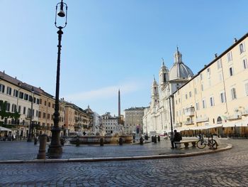 Low angle view of piazza navona against sky