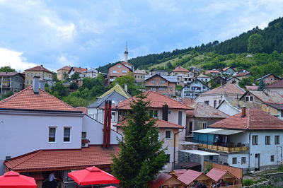Panoramic view from old castle over travnik during summer, bosnia and herzegovina