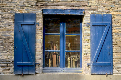 Closed door of old building