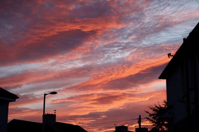 Low angle view of silhouette buildings against sky during sunset