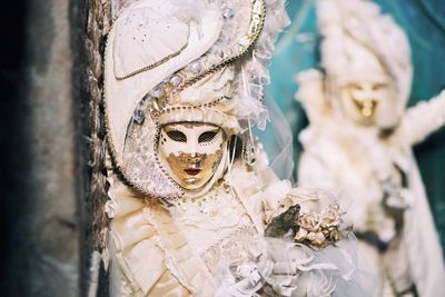 Close-up of statue against temple