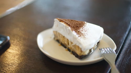 Close-up of dessert in plate on table