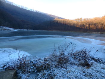 Scenic view of snow covered landscape