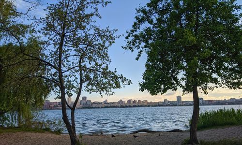 Scenic view of lake against sky