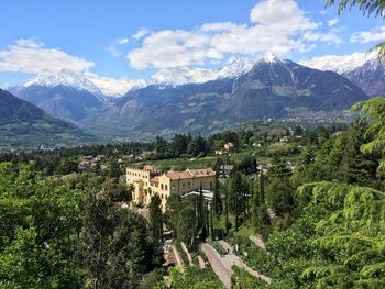 Scenic view of landscape and mountains against sky