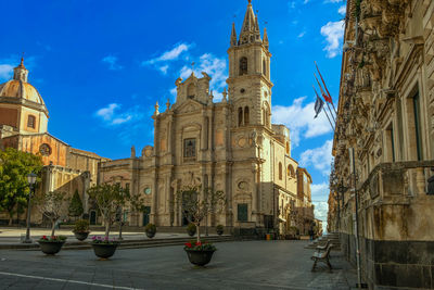 Acireale  sicily the main square where the beautiful baroque buildings insist