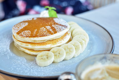 Close-up of dessert in plate on table
