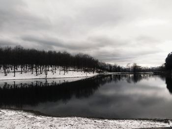 Scenic view of lake against sky