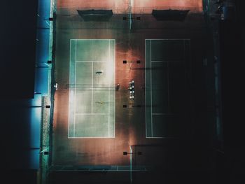 High angle view of tennis field