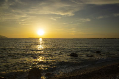 Scenic view of sea against sky during sunset