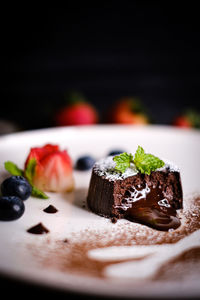 Close-up of cake slice in plate