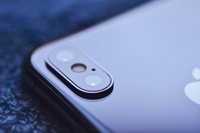 Close-up of smart phone on table