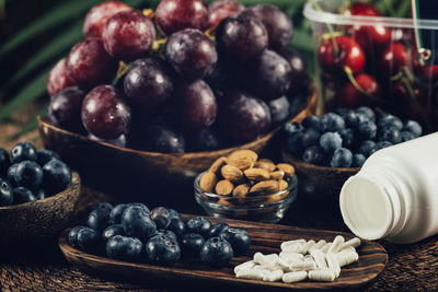 Close-up of fruits in bowl on table