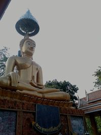 Low angle view of statue against clear sky