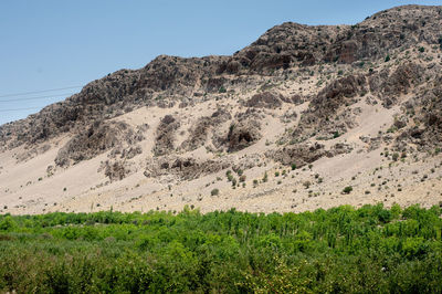 Scenic view of land against clear sky