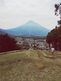 Woman looking at mountains