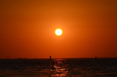 View of calm sea at sunset