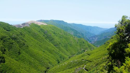 Scenic view of mountains against clear sky