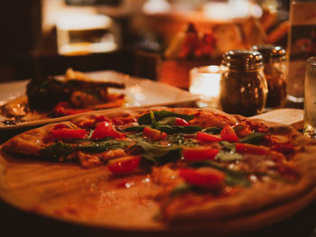 Close-up of pizza on table